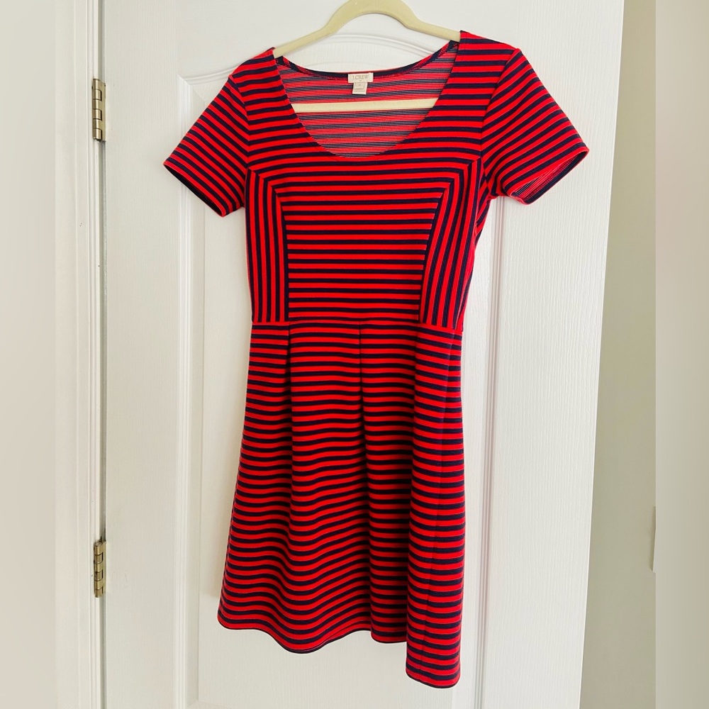 J. Crew Red and Navy Striped Dress, Size 4